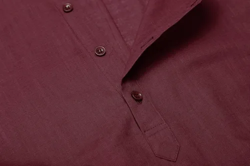 Vista 5 de COOFANDY - Camisas de lino y algodón con cuello Henley, de manga larga, estilo hippie informal, camisas de playa