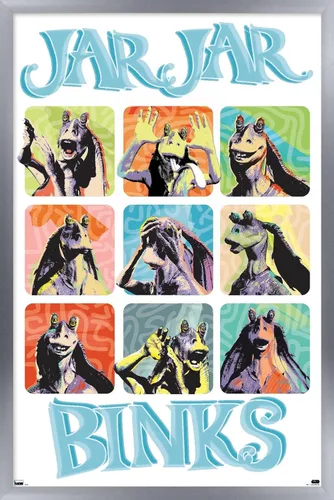Vista 11 de Trends International Star Wars: The Phantom Menace - Jar Jar Binks Grid - Póster de pared, 22.4 pulgadas de largo x 14.7 pulgadas, versión enmarcada