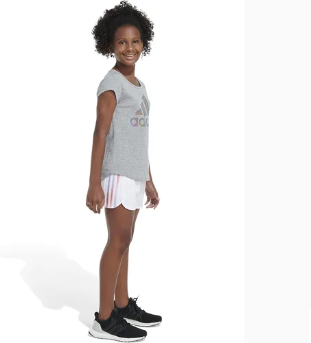 Vista 6 de adidas Pantalones cortos de malla con forro Pacer de 3 rayas con cintura elástica para niña