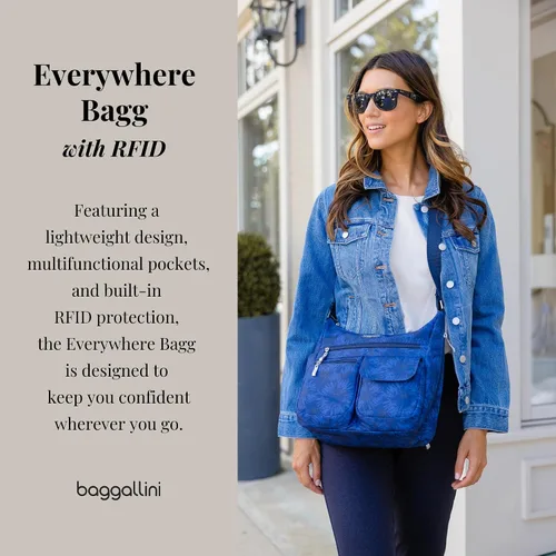 Vista 94 de Baggallini womens Everywhere Bagg Crossbody Women 11x9 Lightweight Nylon Hobo Water-resistant Travel Bag W/Rfid