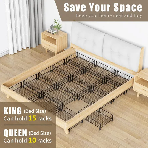 Vista 7 de Hleelomi Almacenamiento Debajo de la Cama con Ruedas, Rotación de 360°, Contenedores de Almacenamiento Debajo de la Cama Sin Montaje, 1 Paquete