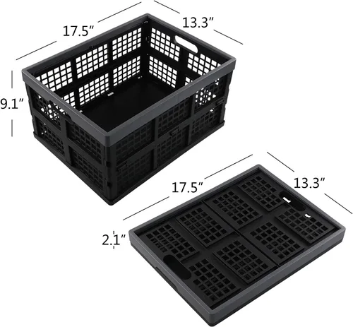 Vista 2 de Cajas de leche de almacenamiento de plástico de 34 L, cesta de almacenamiento plegable grande, 2 paquetes