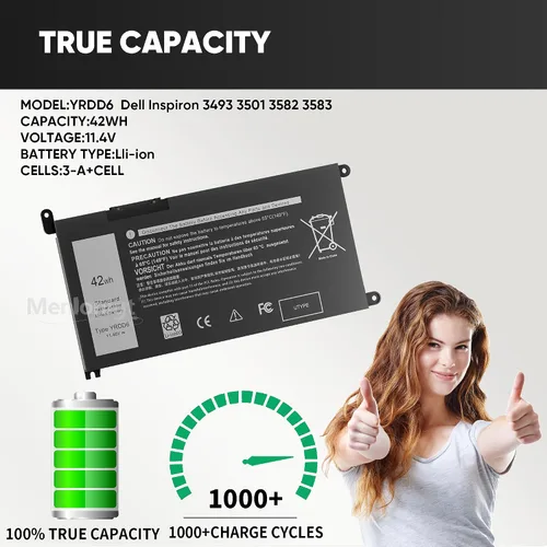 Vista 3 de Batería YRDD6 1VX1H de 42 Wh para Dell Inspiron 3493 3501 3582 3583 3584 3593 3793 5480 5481 5482 5485 5491 5493 5585 5590 5590 55 591 5 593 5594