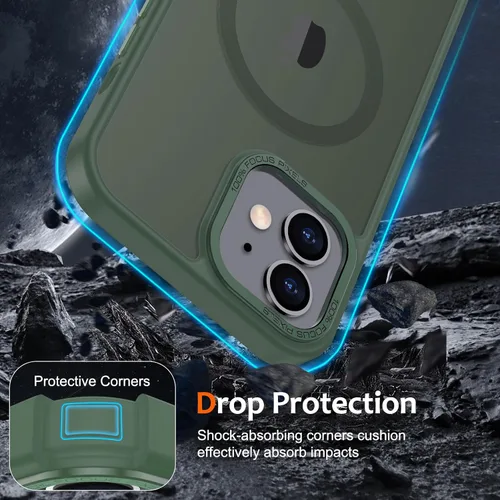 Vista 554 de Anuck - Funda magnética para iPhone 11 compatible con MagSafe, carcasa trasera mate translúcida dura, borde de TPU, delgada, resistente a impactos