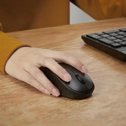 Vista 7 de Amazon Basics - Combo de teclado y mouse inalámbricos, tamaño completo, diseño QWERTY, receptor USB Plug & Play de 2.4 GHz, diseño elegante