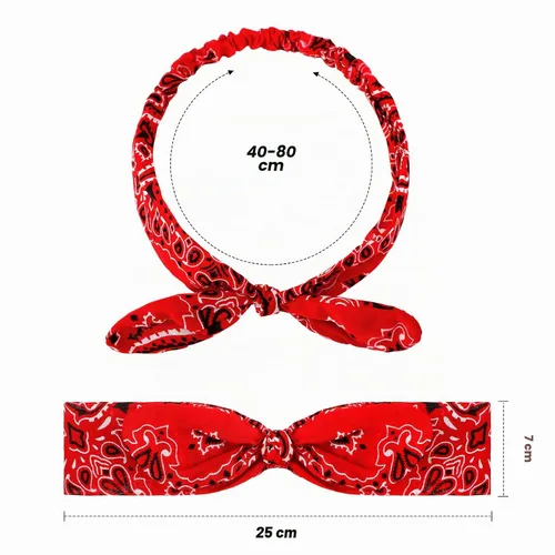 Vista 2 de Hicarer 2 diademas tipo bandana para mujeres y niñas, rojo, blanco