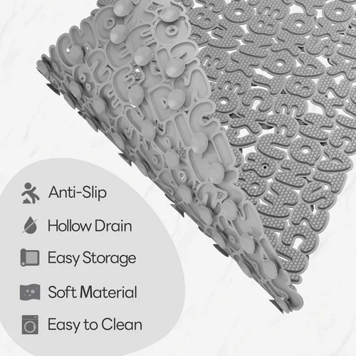 Vista 3 de Tapete de baño antideslizante, tapete de ducha de PVC para bañera, divertido alfabeto, tapete decorativo de baño, tapete de drenaje rápido