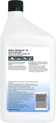 Vista 2 de Aceite de motor diésel Shell Rotella T4 Triple Protection Convencional 15W-40 (1 cuarto de galón, caja de 6)