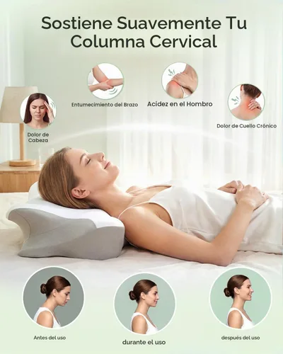 Vista 2 de Ergo - Almohada cervical para aliviar el dolor de cuello, espuma viscoelástica de doble altura Gris