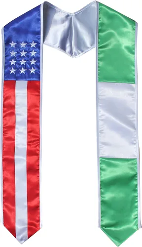 Vista 9 de Del Mex - Bandera del país y Estados Unidos, estola de graduación internacional Brasil / Estados Unidos