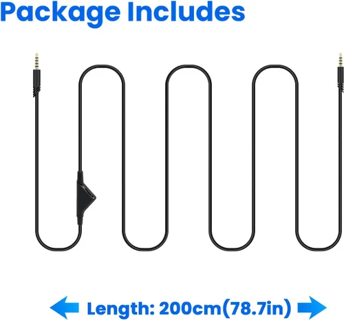 Vista 7 de Cable de repuesto para auriculares de 6.5 pies con control de volumen para Astro A40/A30/A10, cable de extensión de audio de 6.6 ft compatible