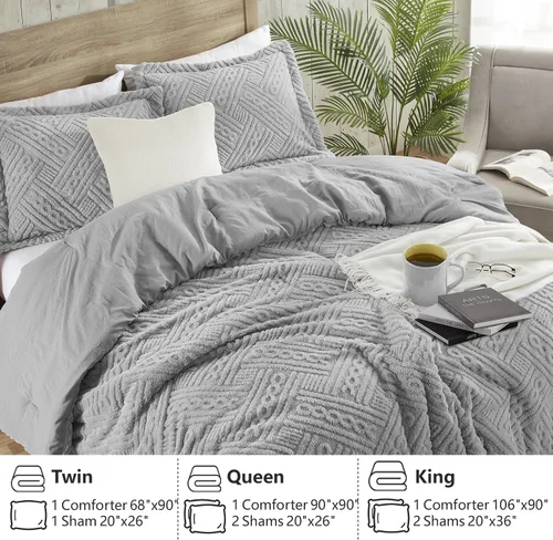 Vista 6 de Homelike Moment - Juego de edredón esponjoso tamaño individual, color gris, cálido, para cama individual, juego de ropa de cama para invierno