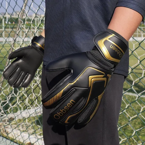 Vista 6 de Guantes de portero de fútbol con espinas para los dedos, guantes de portero de fútbol para niños, jóvenes y adultos, agarre fuerte antideslizante