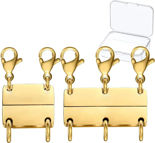 Vista 8 de Clysoru Collar con cierres y cierres para mujer, oro y plata, múltiples para separador en capas, cuentas extensoras de cadena, collares y pulseras
