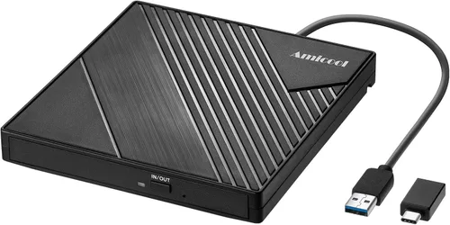 Vista 8 de Amicool Grabador externo USB-C USB 3.0 CD/DVD +/-RW, lector de DVD portátil ultrafino para Mac iMac MacBook, Windows 11/10/8 Linux, computadora