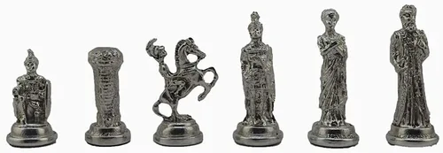 Vista 6 de Figuras históricas de Troy-Spartan - Juego de ajedrez de metal para adultos, piezas frescas hechas a mano y tablero de ajedrez de madera maciza Rosa