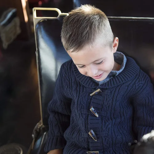 Vista 5 de Hope & Henry Cárdigan tipo suéter con cuello chal para niños