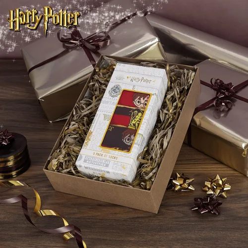Vista 4 de Harry Potter Calcetines para mujer, 5 pares de calcetines para mujer, regalos, NegroRojo