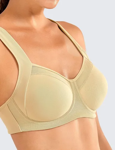 Vista 3 de SYROKAN Sujetadores deportivos de alto impacto para mujer, con aros, soporte de espalda cruzada, sin rebote, entrenamiento, fitness, gimnasio