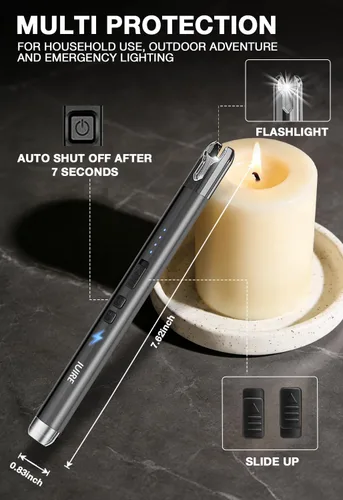 Vista 4 de Encendedor Eléctrico de Velas con Linterna USB C Recargable, Encendedores de Arco para Velas, Resistente al Viento, Plasma para Acampar, Barbacoa