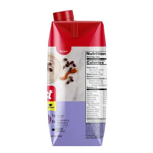 Vista 10 de SlimFast Batido de Proteína con Cafeína, Caramel Macchiato - 20g de Proteína, Batidos de Reemplazo de Comida, Alto en Proteína con Bajo