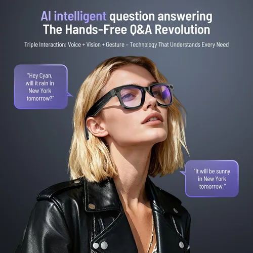 Vista 3 de Gafas Inteligentes AI Mejoradas con Cámara, Gafas de Cámara Antivibración de 800w, Traducción en Tiempo Real, Reconocimiento de Objetos AI