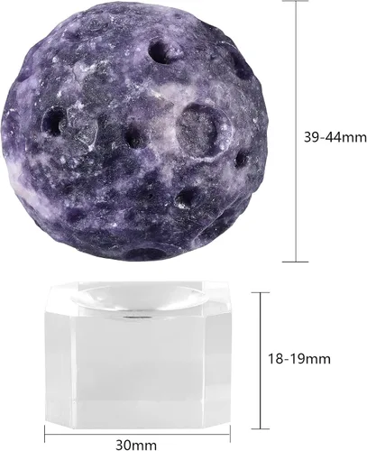 Vista 2 de SUNYIK Bola de cristal de piedra con soporte acrílico, estatuilla de escultura de planeta de cristal de piedra para exhibición de Pascua, decoración