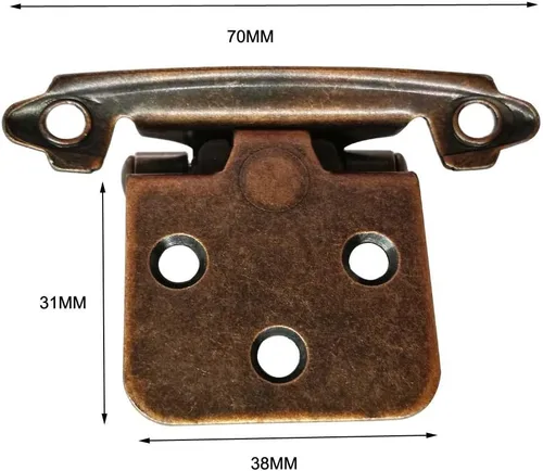 Vista 5 de Bisagra tradicional para gabinete, superposición variable, paquete de 10 unidades, bronce rojo aceitado