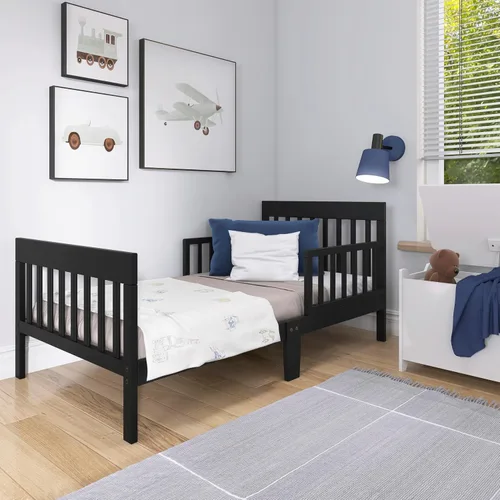 Vista 3 de Dream On Me Finn - Cama para niños pequeños, color negro, con certificado Greenguard Gold y JPMA, acabados no tóxicos, hecha de madera de pino