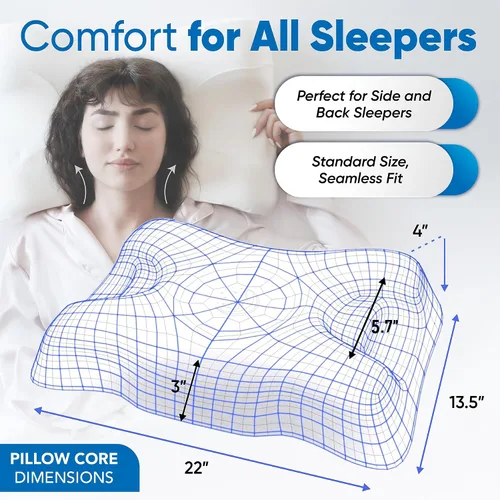Vista 4 de Almohada de belleza facial impecable, almohada cervical para el cuello de espuma viscoelástica antienvejecimiento y antiarrugas, almohada cervical