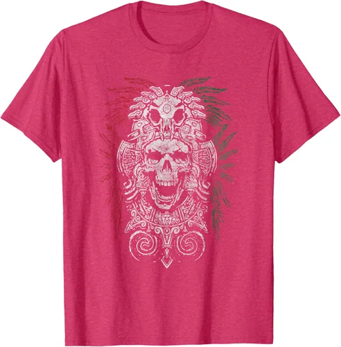 Vista 29 de Camiseta de Calavera Azteca con máscara Mayas Calavera Azteca, Negro