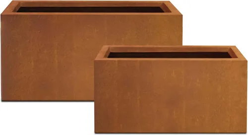 Vista 31 de Kante Macetero rectangular de hormigón de 23.2 pulgadas de largo, macetas grandes para interiores y exteriores con orificio de drenaje y tapón