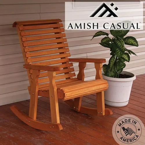 Vista 2 de Amish - Mecedora resistente con tratamiento a presión de 600 libras (mancha de cedro)