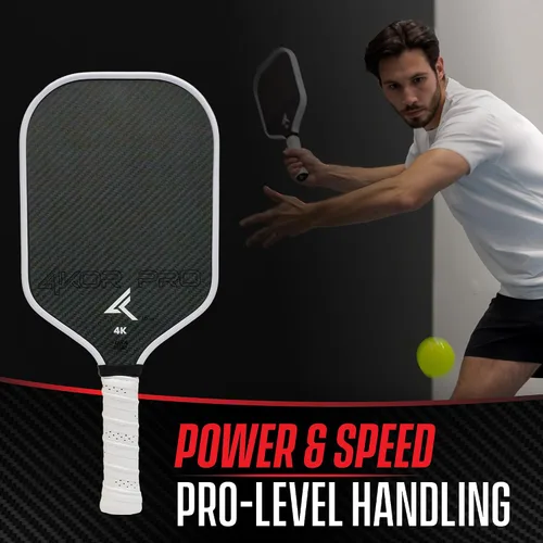Vista 5 de 4KOR PRO Edition - Paleta de pickleball de fibra de carbono aprobada por USAPA de 0.630 in - Raqueta de pickleball profesional de compuesto ligero