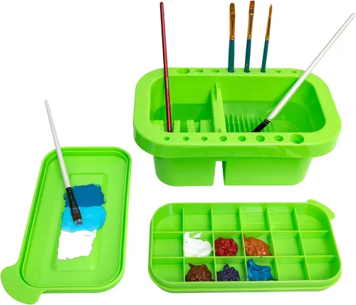 Vista 11 de MyLifeUNIT Limpiador de pinceles, soporte para pinceles y organizadores con paleta para acrílico, acuarela y pinturas a base de agua (gris)