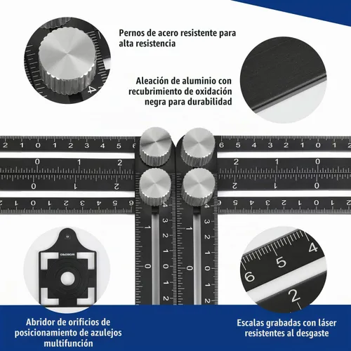 Vista 4 de WORKPRO Kit combinado de herramientas de medición de ángulo de 10 "y 6 lados, duplicador de medidor de contorno de forma plástica, regla de medición