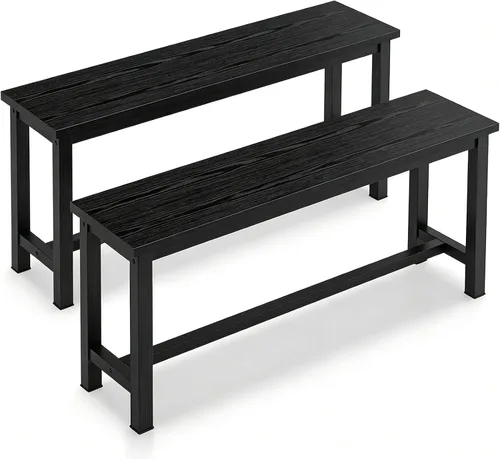 Vista 10 de Recaceik - Par de 2 bancos de comedor, banco de madera industrial rústico de 39 pulgadas Marrón rústico