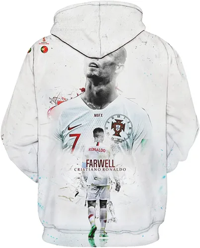 Vista 2 de Himoop Sudadera unisex con capucha de Cristiano Ronaldo con estampado 3D para hombre, casual, manga larga, con bolsillos