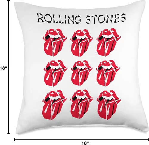Vista 4 de The Rolling Stones - Almohada oficial HD con múltiples lenguas, 18 x 18 pulgadas, multicolor