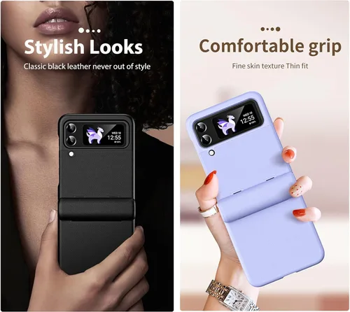 Vista 5 de Miimall Funda compatible con Galaxy Z Flip 4, delgada, resistente a las caídas, antiarañazos, bisagra, protección de grado militar, funda