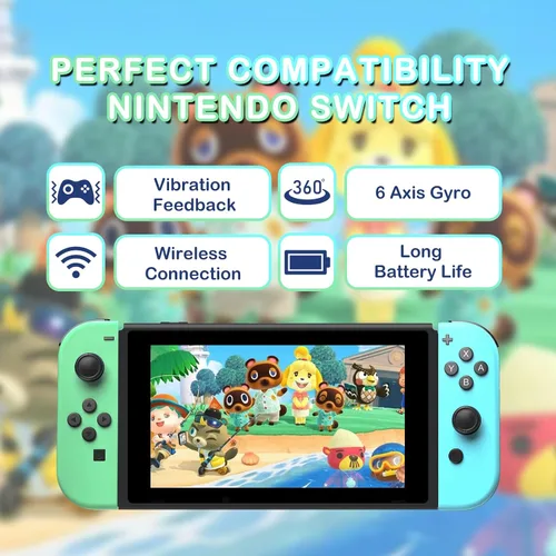 Vista 2 de VIWOMQ Controller Compatible for Nintendo Switch, Replacement Wireless Controllers with Dual Vibration, Wake-up, Motion Control