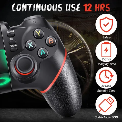 Vista 5 de Vbepos Mobile Gaming Controller Upgrade Bluetooth 24G Wireless Controller Game Joystick for iPhone Android PC Windows Smart TV PS3 PS4