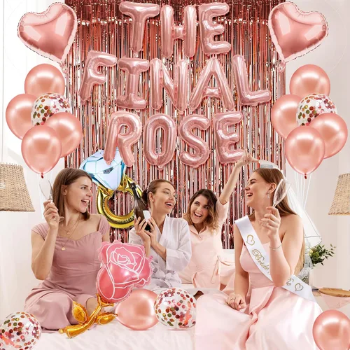 Vista 7 de Suministros de decoración para despedida de soltera, decoración de despedida de soltera, globos de novia de oro rosa, decoraciones de despedida