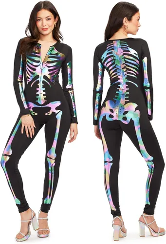 Vista 18 de Tipsy Elves Form Fitting & Flattering Skeleton Bodysuit for Halloween - Women's Skeleton Costume