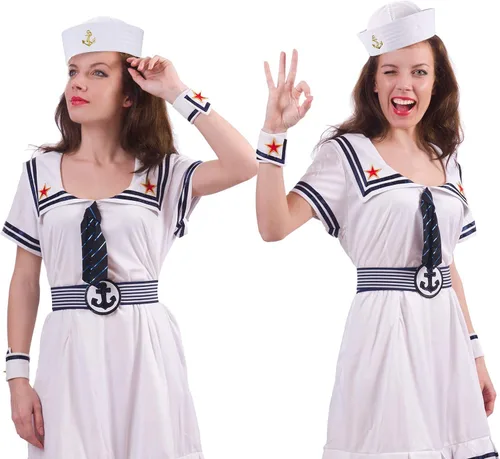 Vista 5 de Boao 6 gorras de marinero blanco de Halloween, gorras de capitán de yate, sombreros náuticos para disfraz de marinero adulto, sombrero de fiesta