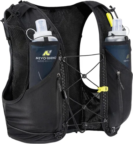 Vista 2 de N NEVO RHINO Chaleco de hidratación de Trail Running de 12L con 2 frascos Negro