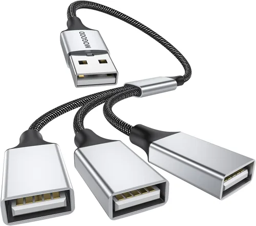 Vista 8 de MOGOOD Expansor USB de 3 puertos, 1 cable de extensión macho a 3 hembra, trenzado y duradero, transferencia de datos rápida y división de carga