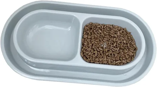 Vista 2 de Plato para gatos y gatos y cachorros, comedero para mascotas, color gris, S Ant Proof Cat Food Bowl, No Spill Dish, Outdoor Feeding, Deep Wide