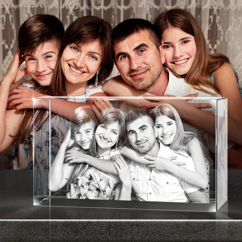 Vista 8 de Foto de cristal 3D, regalos personalizados, marco de fotos 3D personalizado, rectangular, regalos para parejas, regalos familiares, regalos