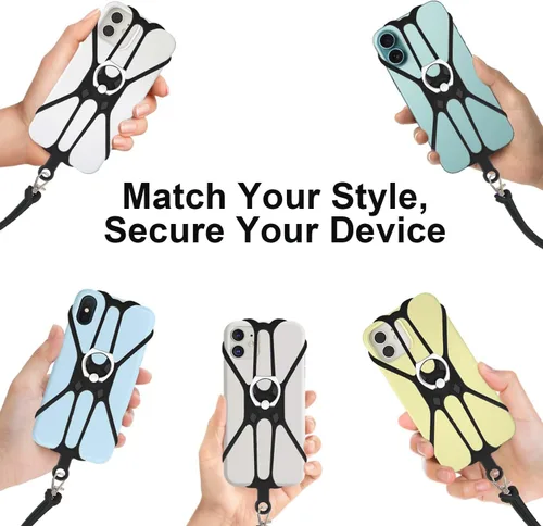 Vista 7 de Kinizuxi 2 Piezas Cordón para Teléfono Celular Cruzado con Correa Ajustable para el Cuello y Agarre de Anillo para Teléfono, Cordón Universal